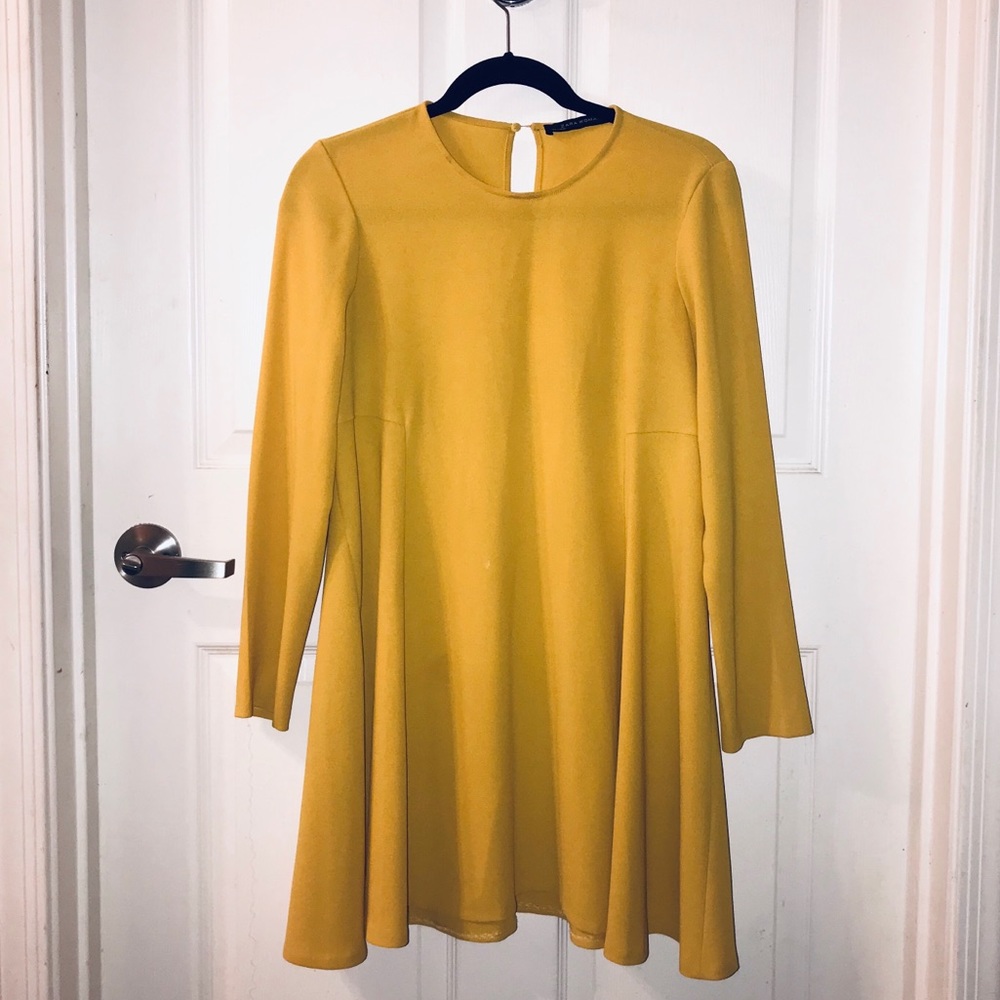 Zara Yellow Long Sleeved Dress Baby Doll Dress